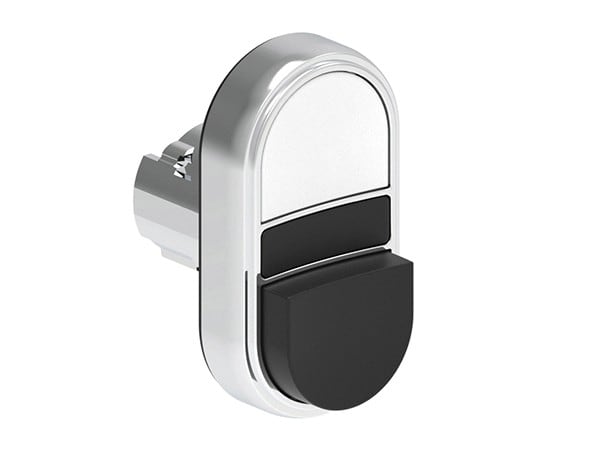 LOVATO ELECTRIC - Bouton poussoir double touche 1 affleurant + 1 depassant a IMP MÉT blanc-noir