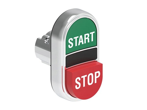 LOVATO ELECTRIC - Bouton poussoir double touche 1 affleurant + 1 depassant, IMP vert-ro START-STOP