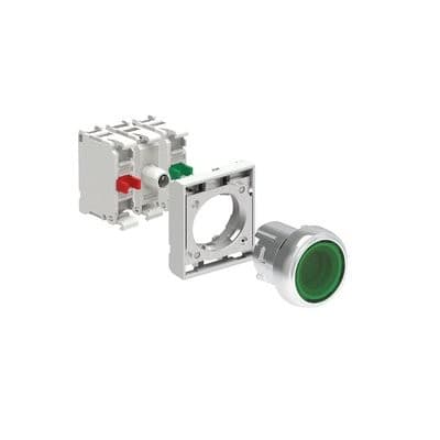 LOVATO ELECTRIC - KIT bouton-poussoir lum. en MÉT, plat, vert/éclairé LED blanc 185-265VA