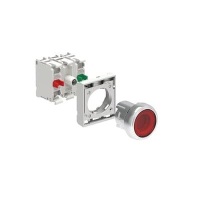 LOVATO ELECTRIC - KIT bouton-poussoir lum. en MÉT, plat, rouge/éclairé LED blanc 12-30VAC/DCF