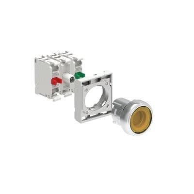LOVATO ELECTRIC - KIT bouton-poussoir lum. en MÉT, plat, jaune/lum. LED blanc 185-265VA