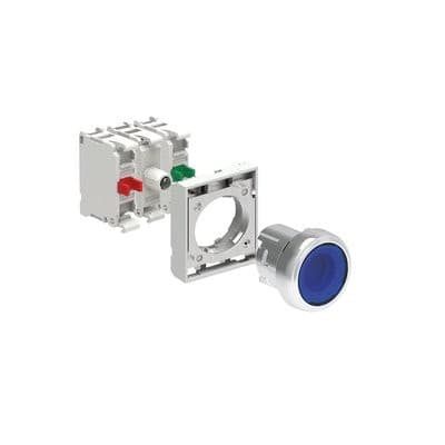 LOVATO ELECTRIC - KIT bouton-poussoir lum. en MÉT, plat, bleu/éclairé LED blanc 185-265VAC