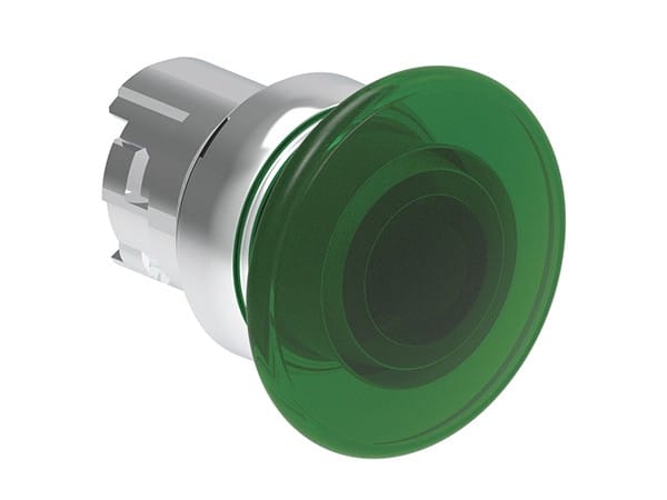 LOVATO ELECTRIC - Bouton "coup de poing" lumineux a impulsion série PLAT. Ø22mm métal Ø40mm. Vert
