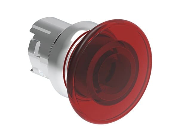 LOVATO ELECTRIC - Bouton "coup de poing" lumineux a impulsion série PLAT. Ø22mm métal Ø40mm. Rouge
