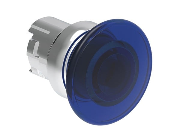 LOVATO ELECTRIC - Bouton "coup de poing" lumineux a impulsion série PLAT. Ø22mm métal Ø60mm. Bleu