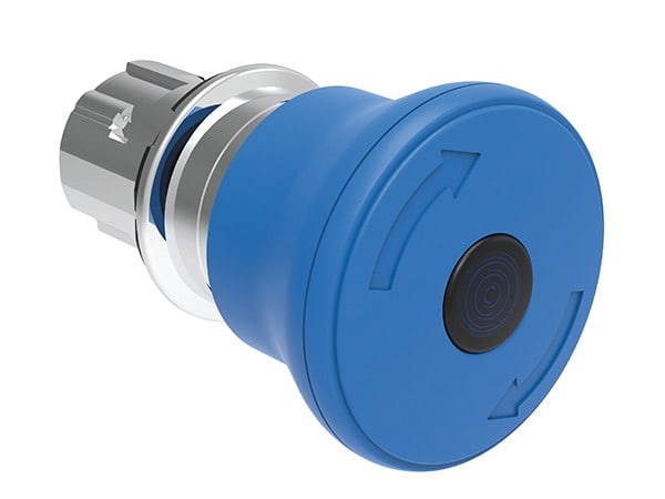 LOVATO ELECTRIC - Bouton "coup de poing" lum. touchetourner x deverouil,Ø30mm. xarrêt normal bleu