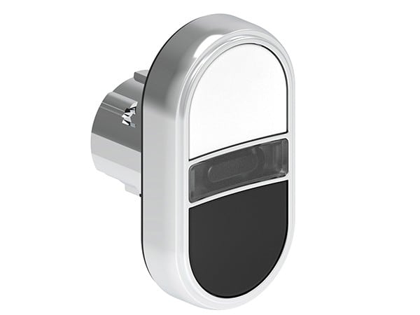LOVATO ELECTRIC - Bouton poussoir doub. touch. indic. lum. bla. affl.,IMP PLAT. Ø22mm MÉT bla-noir