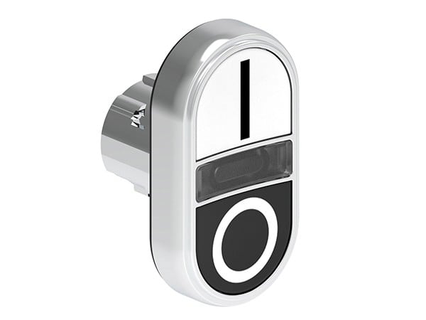 LOVATO ELECTRIC - Bouton poussoir double touche indicat lum. blanc affleurant, IMP blanc-noir I-0
