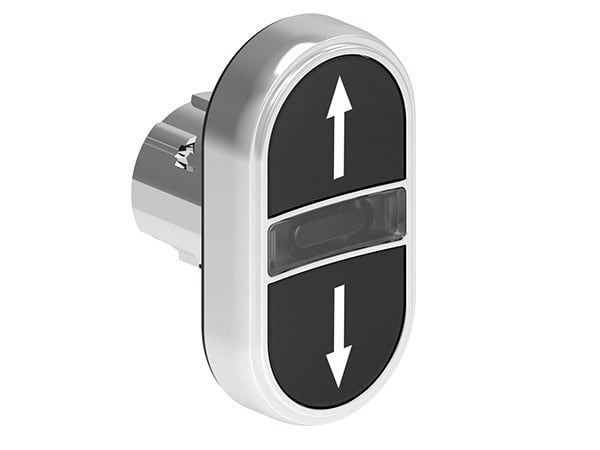 LOVATO ELECTRIC - Bouton poussoir double touche indicat lum. blanc affleurant, a IMP noir-noir ?-?