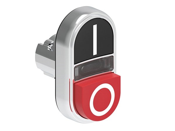 LOVATO ELECTRIC - Bouton poussoir double touche indicat lum 1 affleurant + 1 depas, noir-rouge I-0