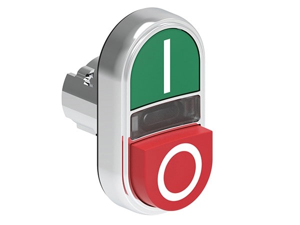LOVATO ELECTRIC - Bouton poussoir double touche indicat lum. 1 affleur + 1 depass, vert-rouge I-0