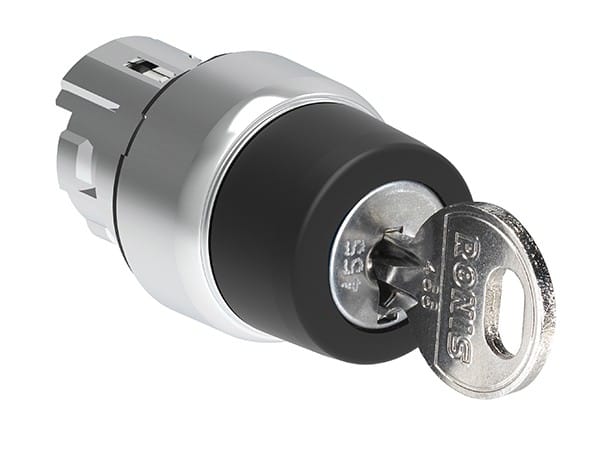 LOVATO ELECTRIC - Commutateur a cle PLAT. Ø22mm métal, 3 poss, 1 > 0 < 2 CLE 458E retrait Pos 0