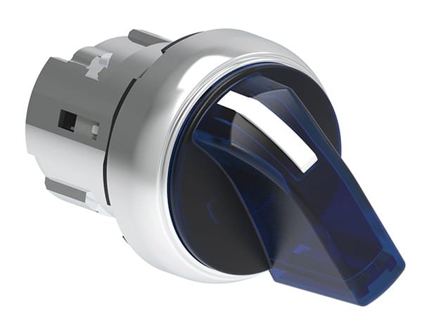 LOVATO ELECTRIC - Commutateur lumineux série Platinum Ø22mm métal, 2 positions, 0 - 1 bleu