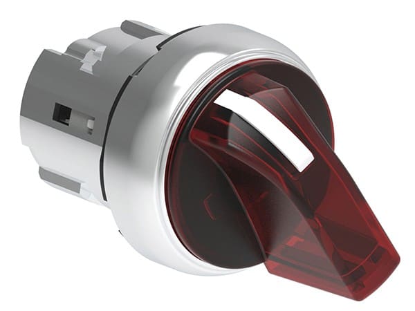 LOVATO ELECTRIC - Commutateur lumineux série Platinum Ø22mm métal, 3 positions, 1 > 0 - 2 rouge