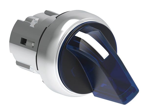 LOVATO ELECTRIC - Commutateur lumineux série Platinum Ø22mm métal, 3 positions, 1 - 0 - 2 bleu
