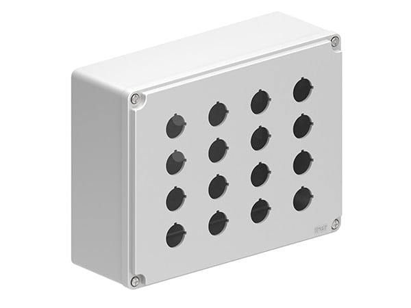 LOVATO ELECTRIC - Boîtiers en métal GRIS à trous Ø22mm pour 16 têtes (4x4)