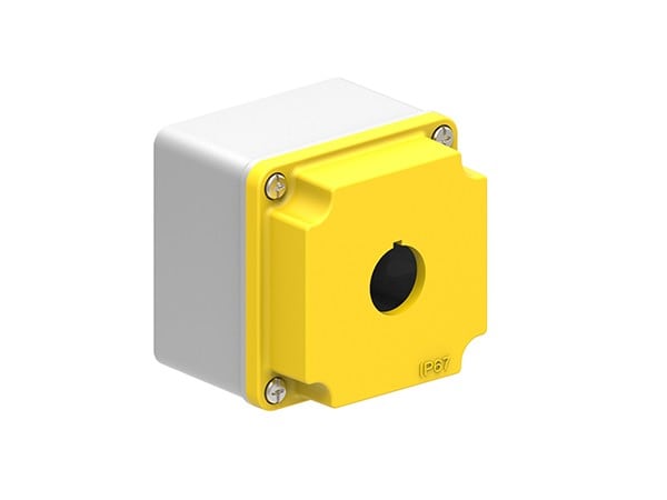 LOVATO ELECTRIC - Boîtiers en métal GRIS/JAUNE à trous Ø22mm pour 1tête