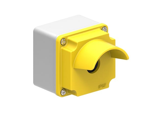 LOVATO ELECTRIC - Boîtiers en métal GRIS/JAUNE à trous Ø22mm pour 1 tête avec protection