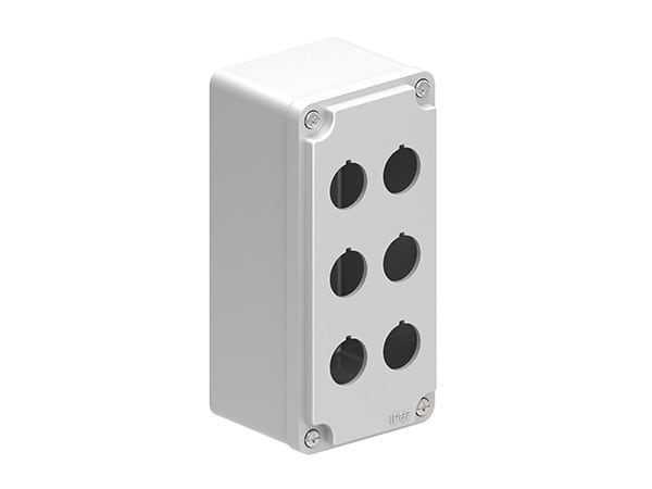 LOVATO ELECTRIC - Boîtiers en métal GRIS à trous Ø22mm pour 6 têtes (2x3)