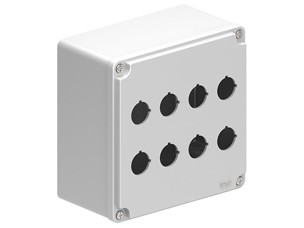 LOVATO ELECTRIC - Boîtiers en métal GRIS à trous Ø22mm pour 8 têtes (2x4)