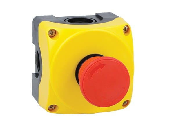 LOVATO ELECTRIC - Boite a bouton jaune LPZP1A5 complete + coup-de-poing à déclenchement rapideC