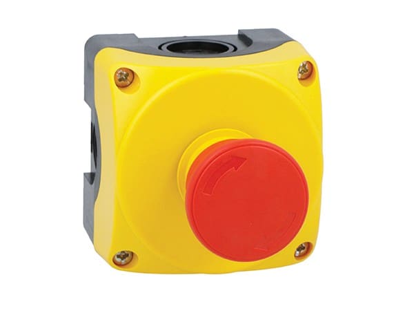 LOVATO ELECTRIC - Boite a bouton jaune LPZP1A5 complete + coup-de-poing tourner