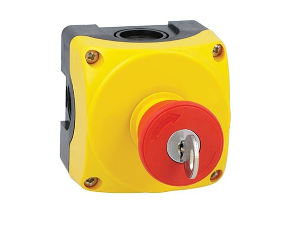 LOVATO ELECTRIC - Boite a bouton jaune LPZP1A5 complete + coup-de-poing à déclenchement immédiat