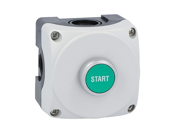 LOVATO ELECTRIC - Boite a bouton grise LPZP1A8 complete + bouton-poussoir affleurant vert "START"