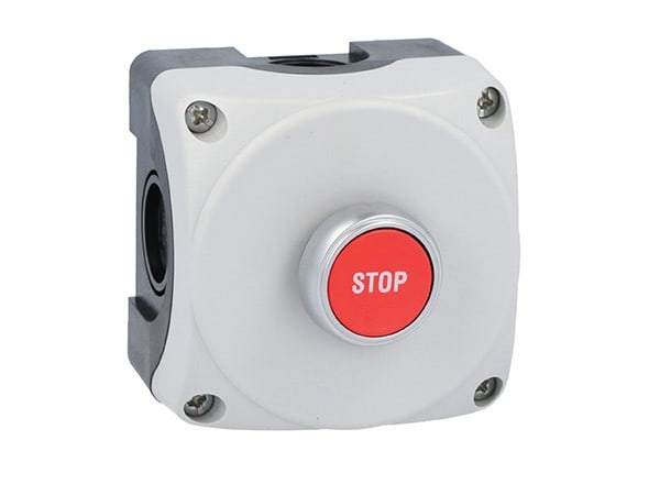 LOVATO ELECTRIC - Boite a bouton grise LPZP1A8 complete avec bouton rouge affleurant "STOP" 1NC