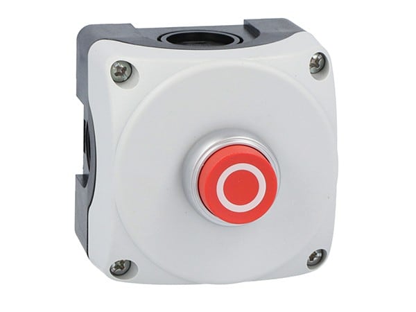 LOVATO ELECTRIC - Boite a bouton grise LPZP1A8 complete + bouton-poussoir rouge depassant "O"