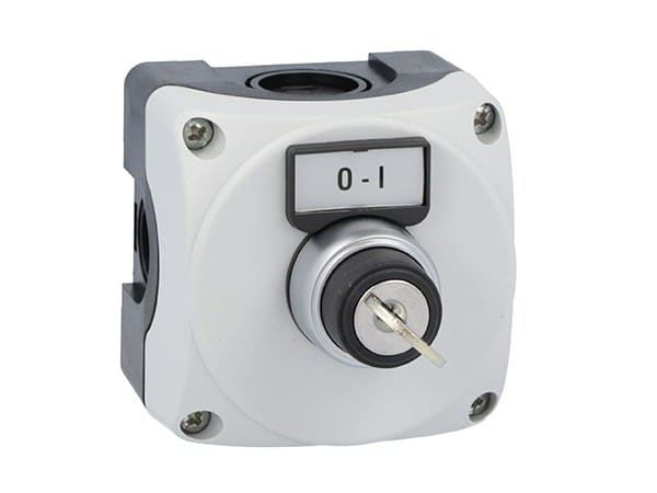 LOVATO ELECTRIC - Boite a bouton grise LPZP1A8 complete + commutateur à clé LPCS320