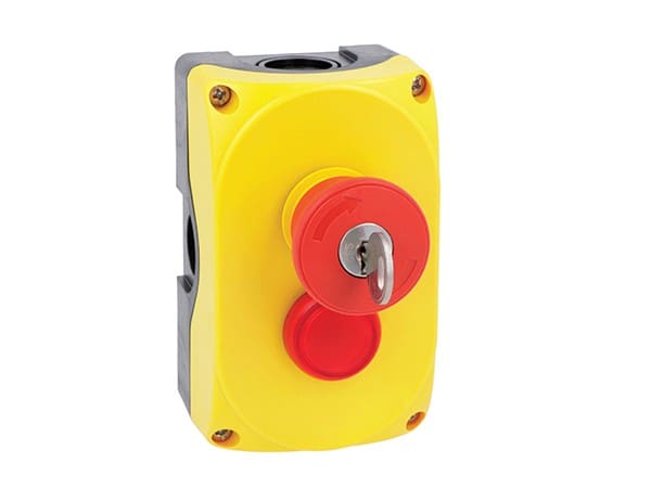 LOVATO ELECTRIC - Boite a bouton jaune LPZP2A5 complete + coup-de-poing tourner