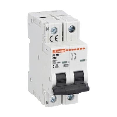 LOVATO ELECTRIC - DISJONCTEUR MODULAIRE magnetotermique 2 MOD 6kA 1P+N C 6A