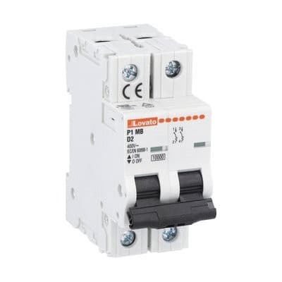 LOVATO ELECTRIC - DISJONCTEUR MODULAIRE magnetotermique 2 MOD 2P D 10A 10kA
