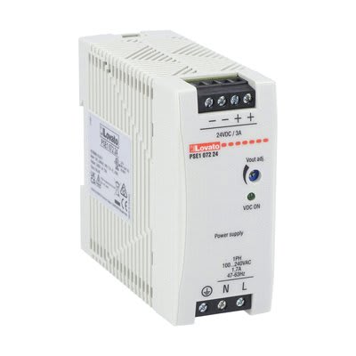 LOVATO ELECTRIC - Alimentation à découpage compacte pour rail DIN, monophasée. 24VDC, 3A/72W