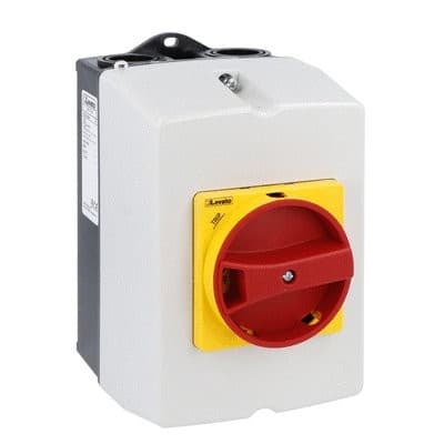 LOVATO ELECTRIC - Coffret en saillie IP65 x SM1R? larg. 100mm, avec actionneur rotatif jaune/rouge