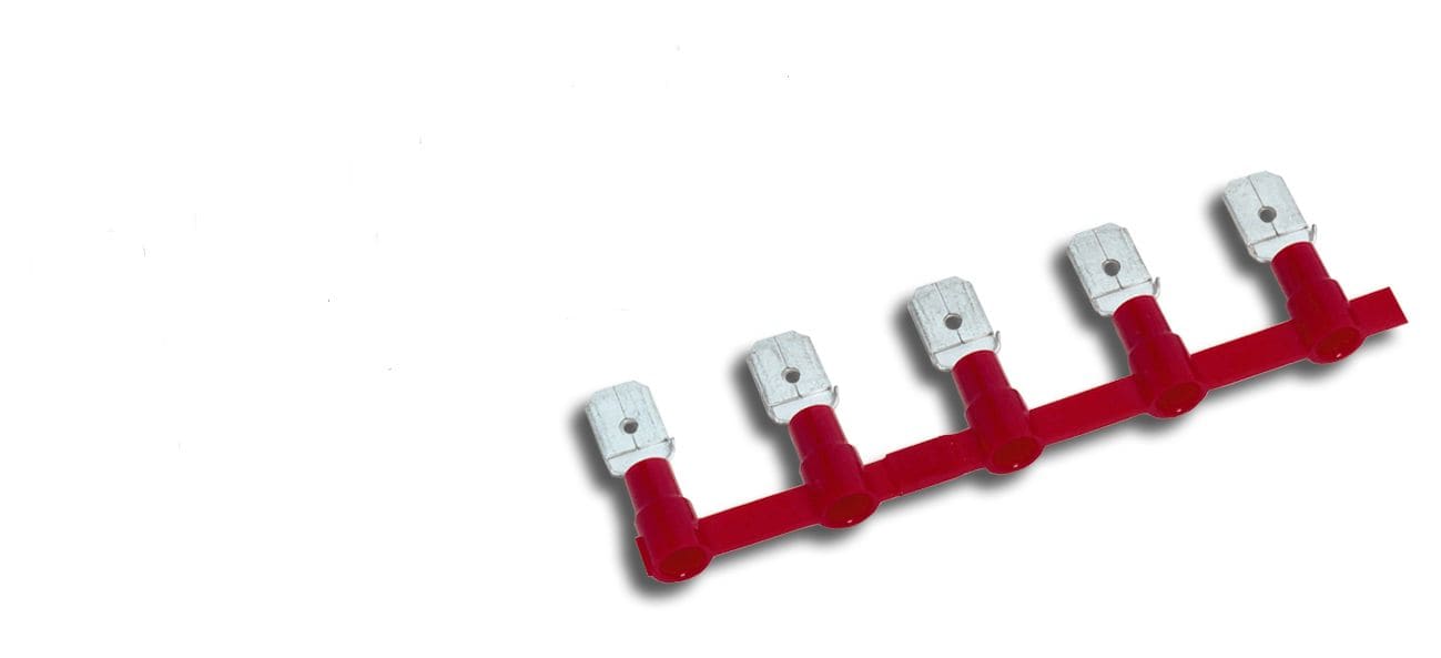 MECATRACTION - LANGUETTE EN BANDE 6,35x0,8 ROUGE 0,34-1,5MM² PVC UL