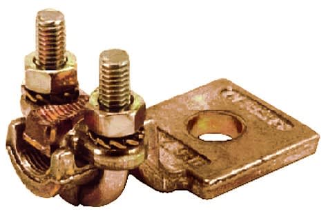 MECATRACTION - COSSE DE MISE A LA TERRE A BRIDE SEMELLE CARREE BRONZE 6 A 70MM²