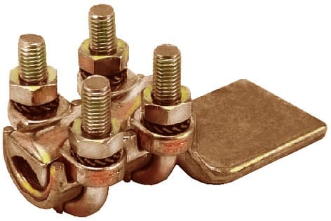 MECATRACTION - COSSE DE MISE A LA TERRE A 2 BRIDES SEMELLE CARREE BRONZE