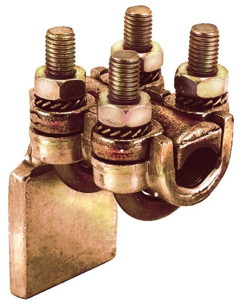 MECATRACTION - COSSE DE MISE A LA TERRE A 2 BRIDES SEMELLE CARREE LAITON 150 A 300MM²