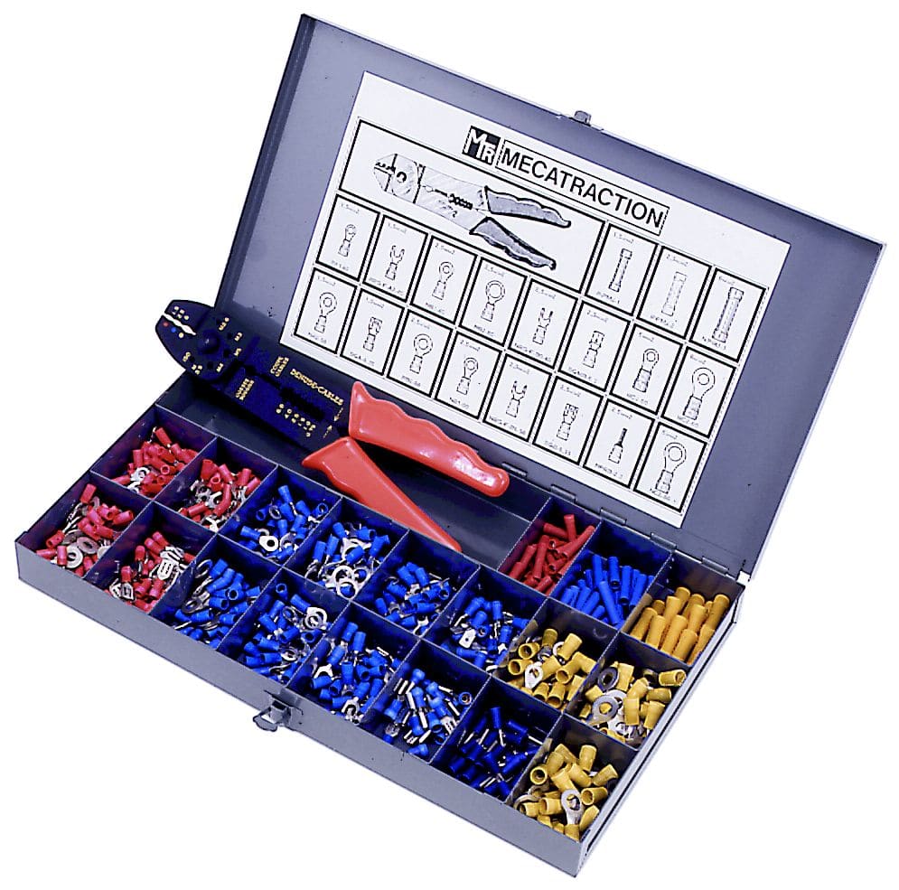 MECATRACTION - Coffret métallique d'assortiment de cosses préisolées