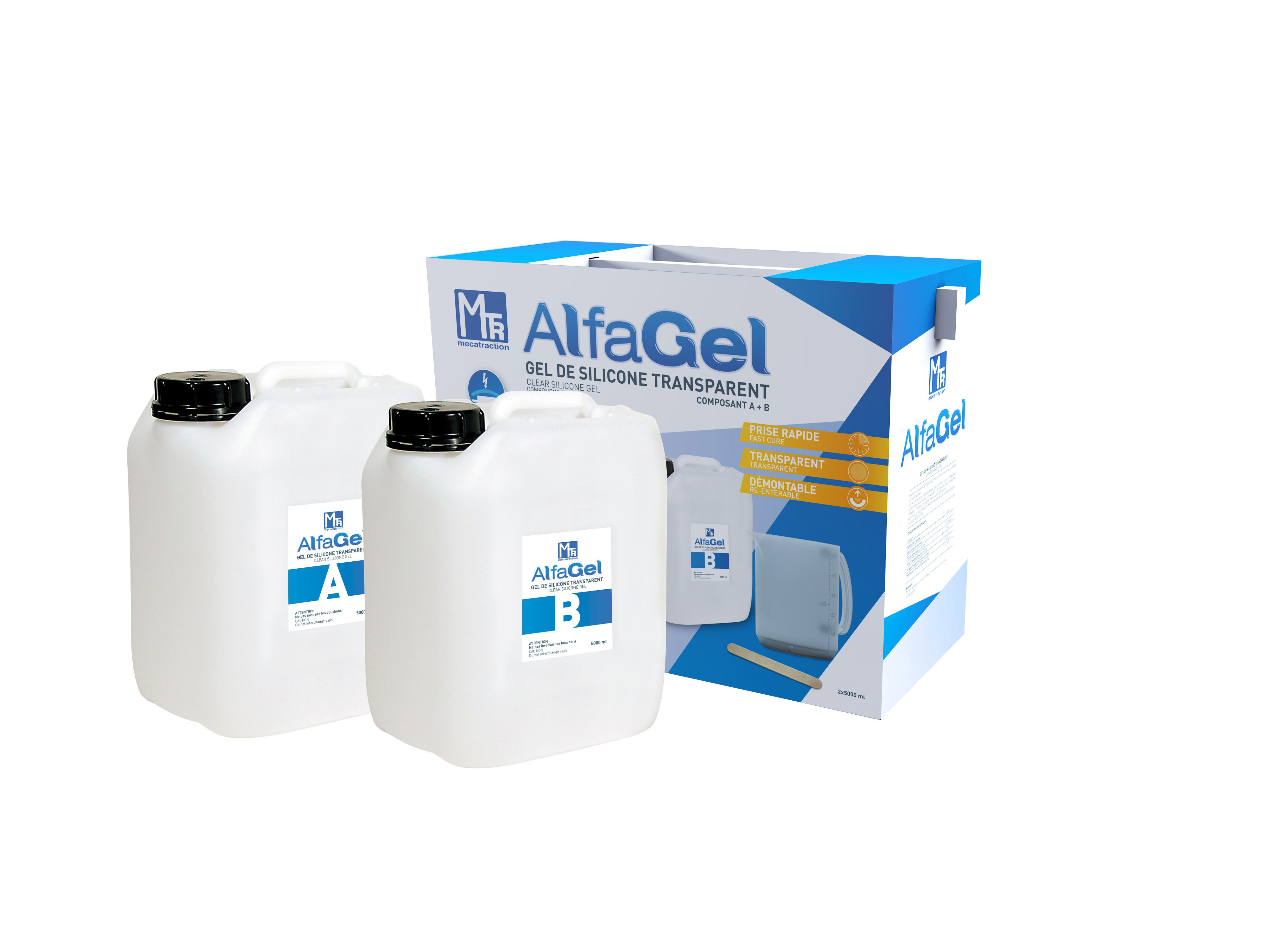 MECATRACTION - GEL SILICONE BICOMPOSANT 2 BIDONS DE 5000ML