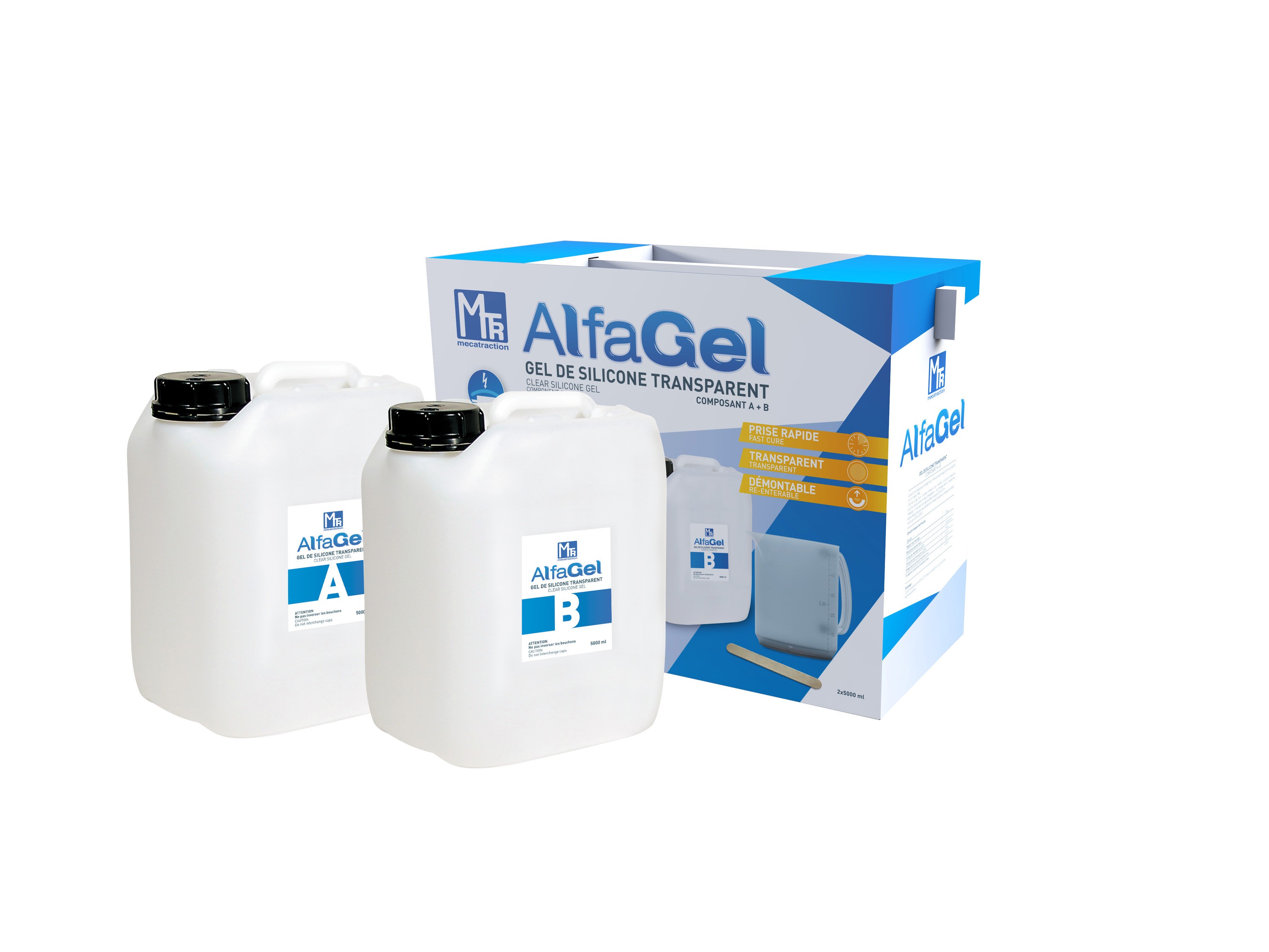 MECATRACTION - GEL SILICONE BICOMPOSANT 2 BIDONS DE 500ML