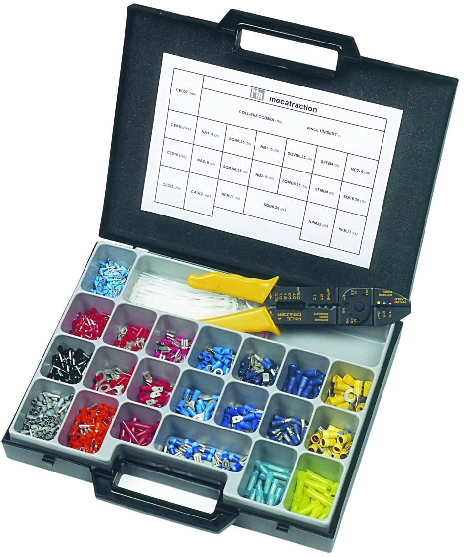 MECATRACTION - Coffret en plastique d'assortiment de cosses préisolées