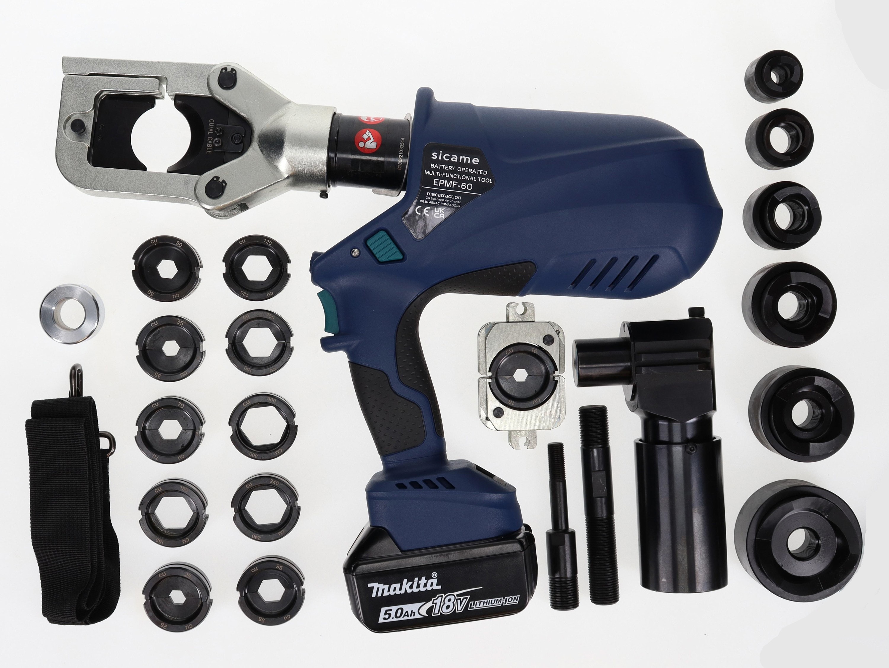 MECATRACTION - OUTIL MULTIFONCTION ELECTROHYDRAULIQUE COUPE CABLE SERTISSAGE EMPORTE PIECE