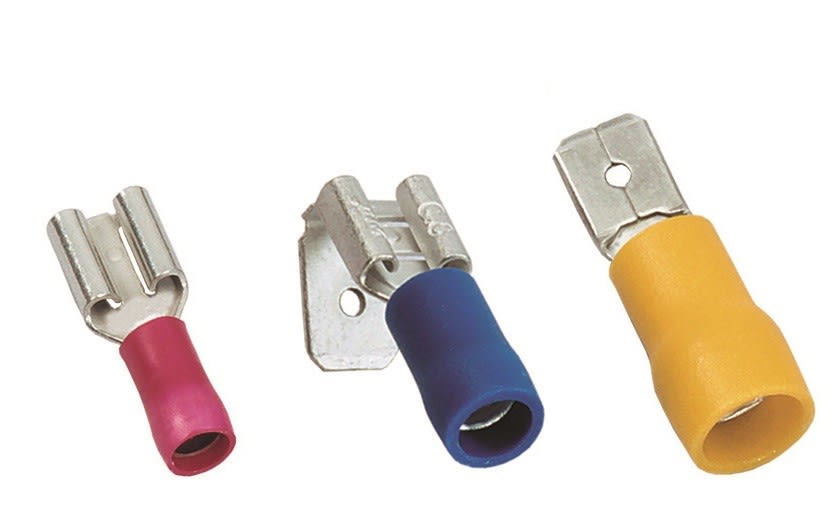 MECATRACTION - LANGUETTE PREIS RENF 6,35x0,8 JAUNE ETAMEE 2,6-6MM² IEC 60352-2 EN 61210 125°