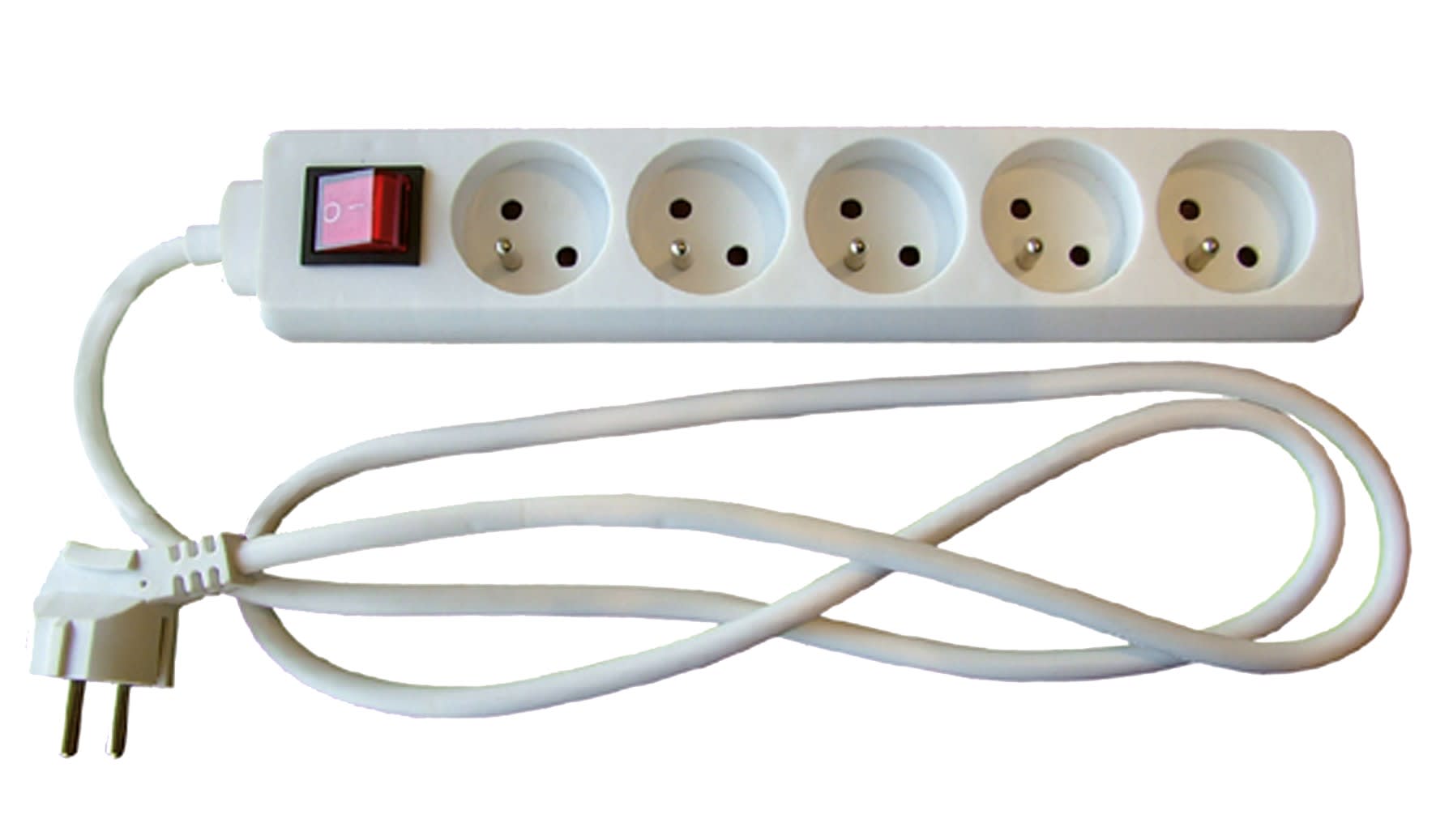 Decelect Forgos - BLOC 5 PRISES+INTER BLANC 16A H05VVF3G 4M 3X1mm²