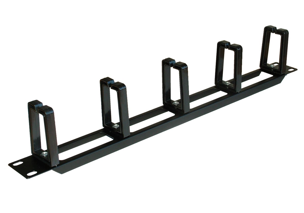 Decelect Forgos - Organisateur de câble 1 U avec crochets en plastique 19" Noir