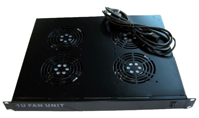 Decelect Forgos - Rack de ventilation 19¨ 1U 4 ventilateurs sans thermostat Noir