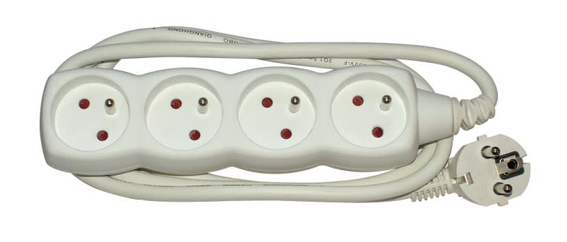 Decelect Forgos - BLOC 4 PRISES BLANC 16A 250V  H05W-F-3G1.5MM2